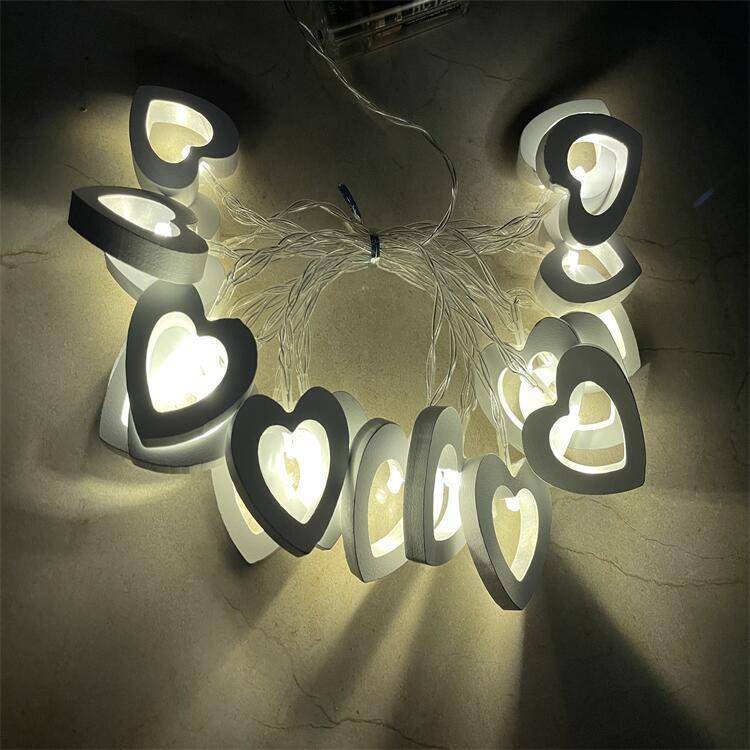 LED Wood Love Heart Lighting Chain String White Love