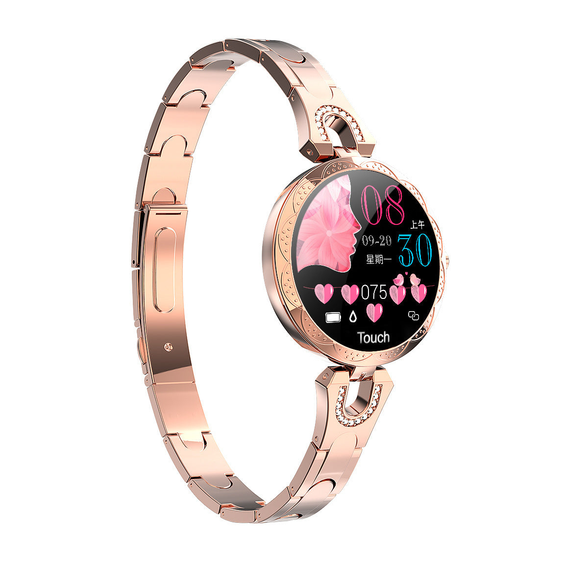 Fashion Women's Smart Watch Waterproof Wearable Device Heart Rate Monitor Sports Smartwatch for Women Ladies Rose Gold