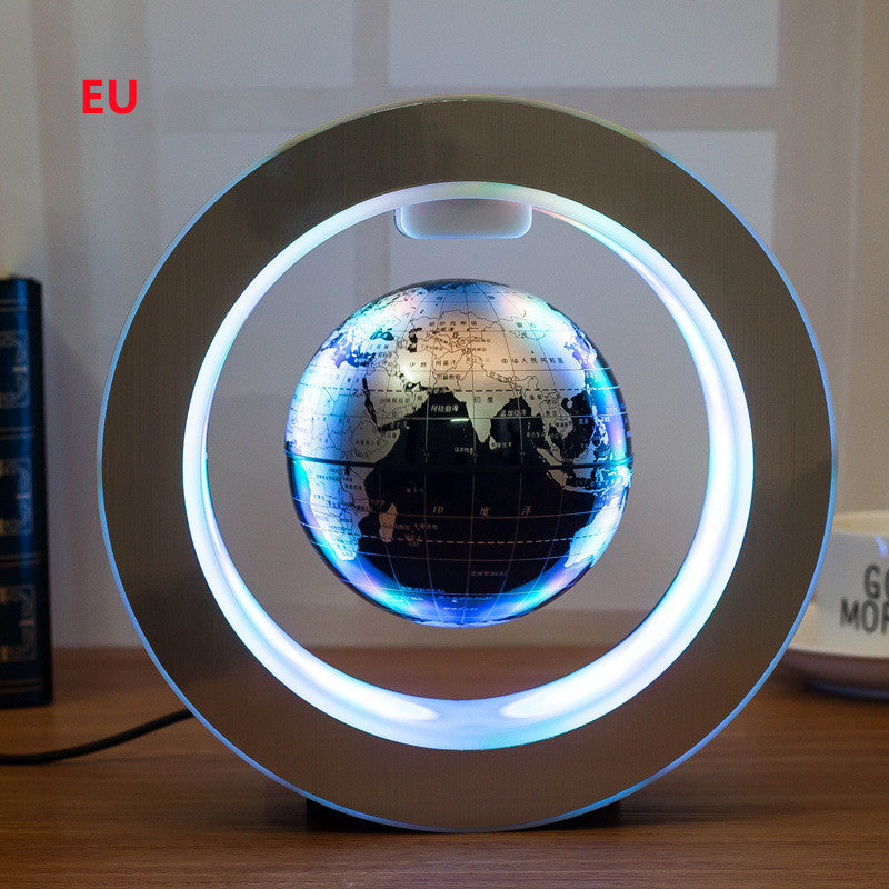 Round LED World Map Floating Globe Magnetic Levitation Light Anti Gravity Magic Black English EU