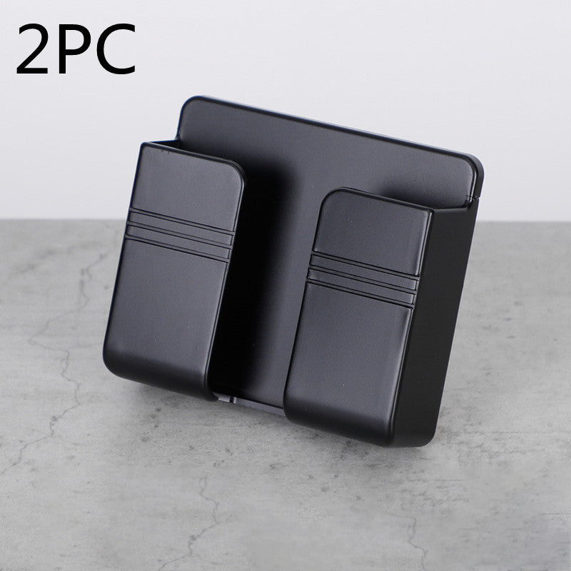 Mobile Phone Charging Storage Rack Punch-free Sticky Storage Box Black 2PC