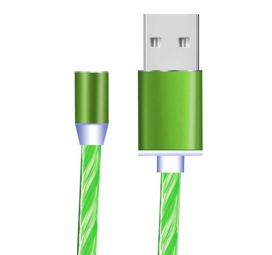 Compatible with Apple, Flowing Ligh Magnetic Streamer Data Line Cable for Iphone Android Typec Type c Green 2pcs