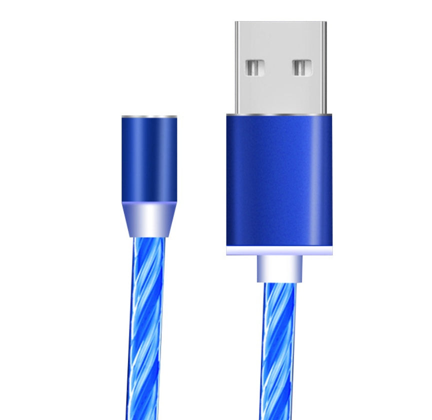 Compatible with Apple, Flowing Ligh Magnetic Streamer Data Line Cable for Iphone Android Typec Type c Blue 2pcs