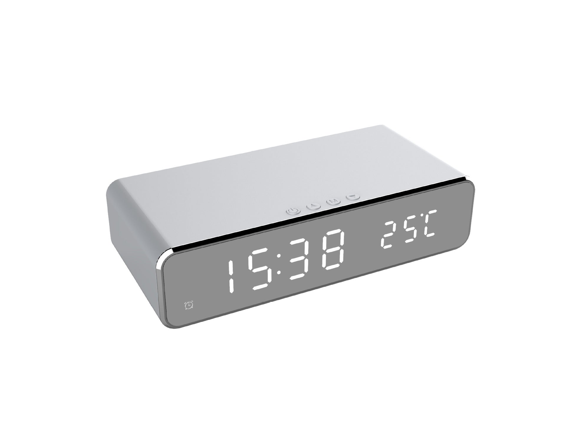 LED Electric Alarm Clock With Wireless Charger Desktop Digital Despertador Thermometer Clock HD Mirror Clock Watch Table Decor Grey