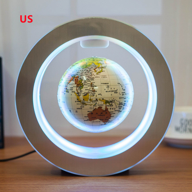 Round LED World Map Floating Globe Magnetic Levitation Light Anti Gravity Magic White English US