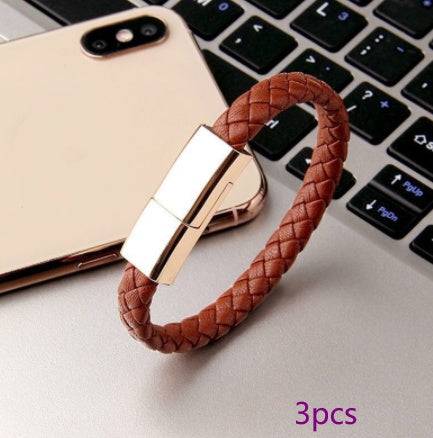 New Bracelet Charger USB Charging Cable Data Charging Cord For IPhone14 13 Max USB C Cable For Phone Micro Cable Brown 3pcs