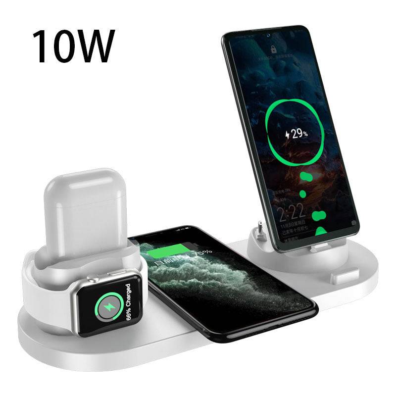 Wireless Charger For IPhone Fast Charger For Phone Fast Charging Pad For Phone Watch 6 In 1 Charging Dock Station White 10w USB