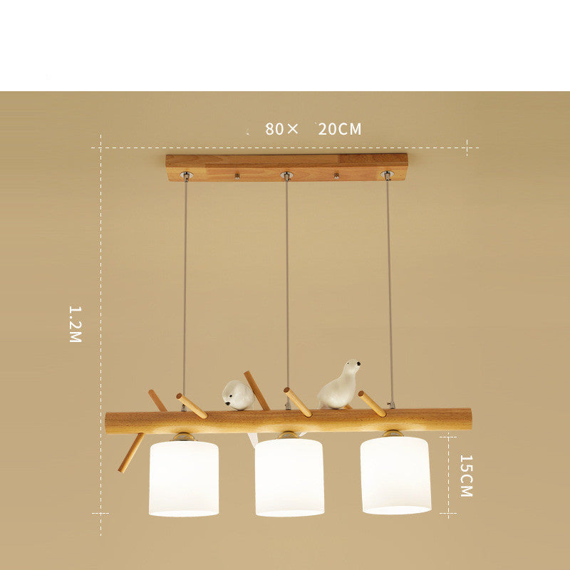 Led Bird Chandelier Japanese Log Lighting Three end lampshade 21w