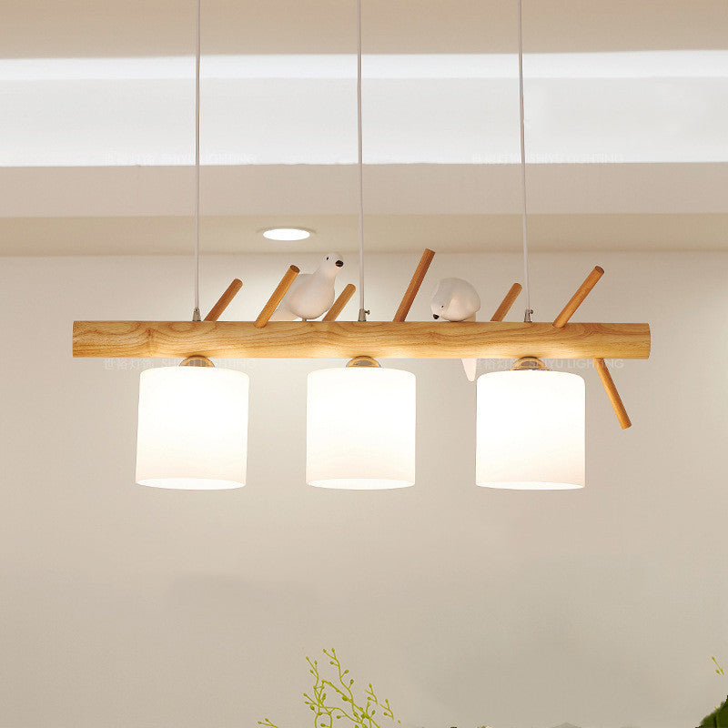 Led Bird Chandelier Japanese Log Lighting