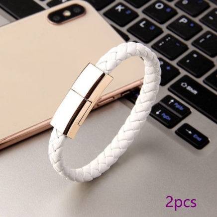 New Bracelet Charger USB Charging Cable Data Charging Cord For IPhone14 13 Max USB C Cable For Phone Micro Cable White 2pcs