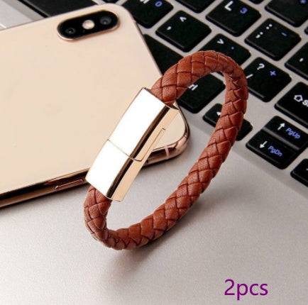 New Bracelet Charger USB Charging Cable Data Charging Cord For IPhone14 13 Max USB C Cable For Phone Micro Cable Brown 2pcs