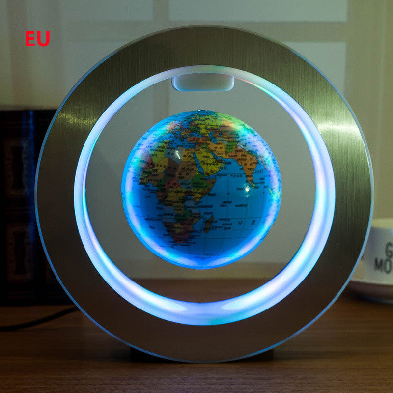 Round LED World Map Floating Globe Magnetic Levitation Light Anti Gravity Magic Sky blue English EU