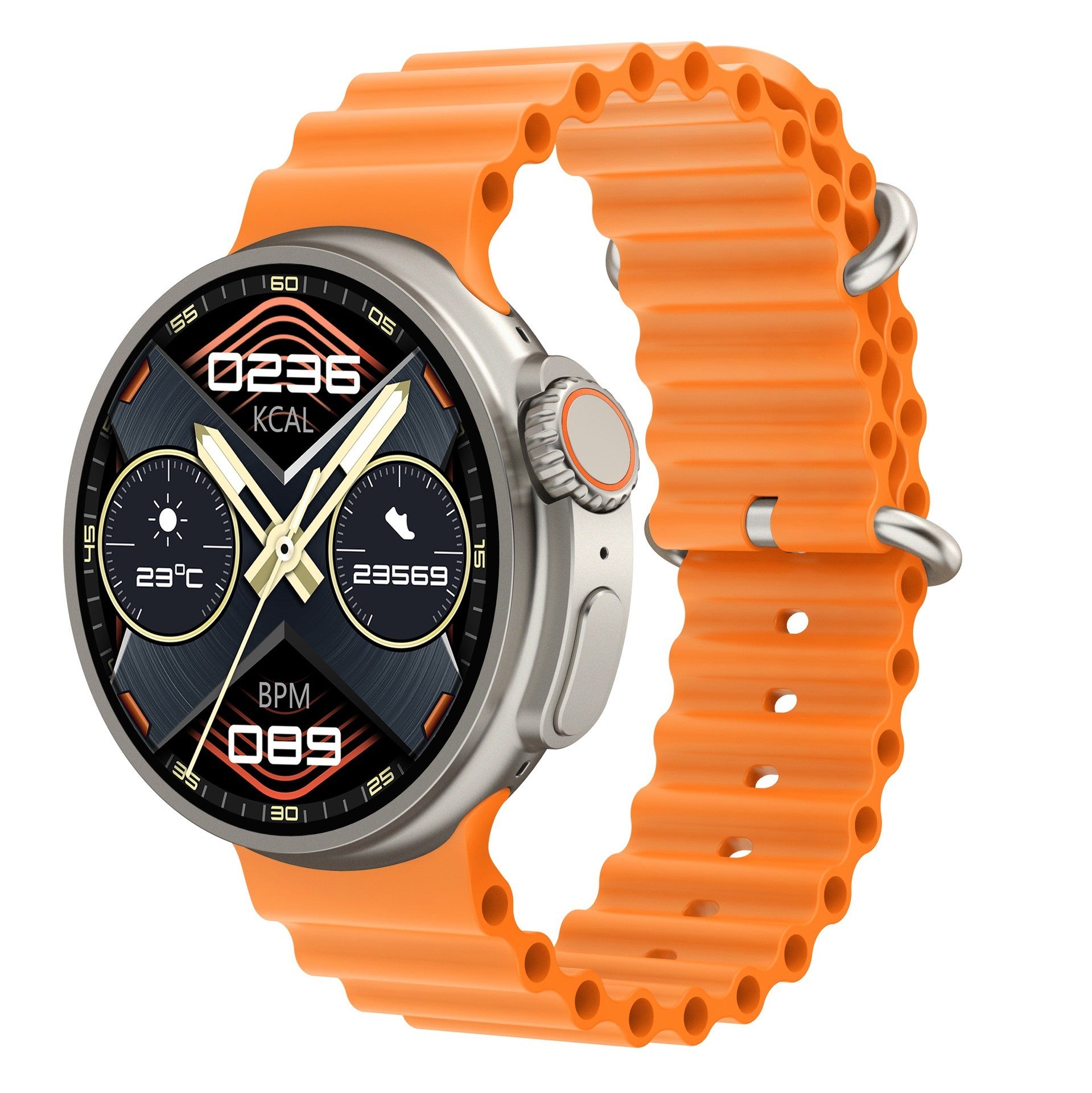 New K9 Smart Watch 1.39 Round Screen Encoder True Screw Clip Wireless Charging NFC Offline And Payment Function Orange