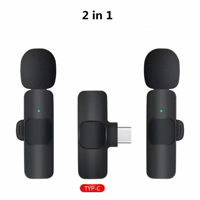 Lavalier Mini Microphone Wireless Audio Video Recording With Phone Charging Wireless Lavalier Microphone Broadcast Lapel Microphones Set Short Video Recording Chargeable Handheld Microphone Live Stre